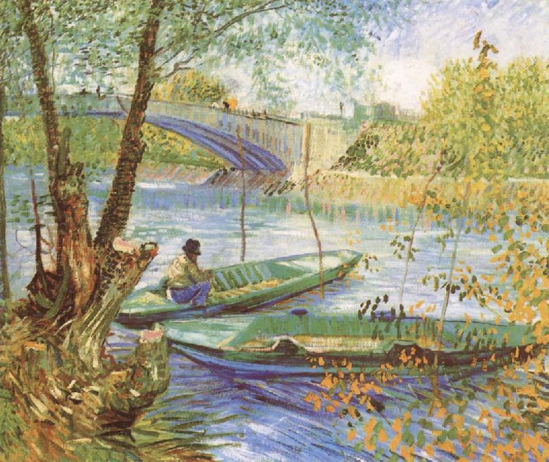 Vincent Van Gogh Flsihing in Spring oil painting image
